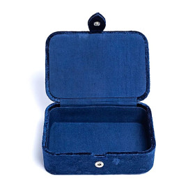 Coffret à bijoux / tarot velours bleu foncé avec lune et étoiles  -- 11x15,5x5 cm