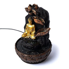 Fontaine à eau Lotus avec Bouddha méditant  -- 19.5x19.5x27cm