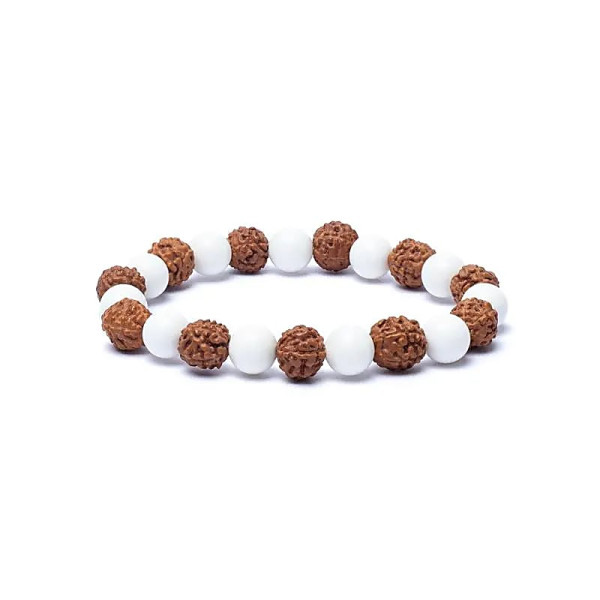Bracelet rudraksha / coquillage -- 0,8 cm