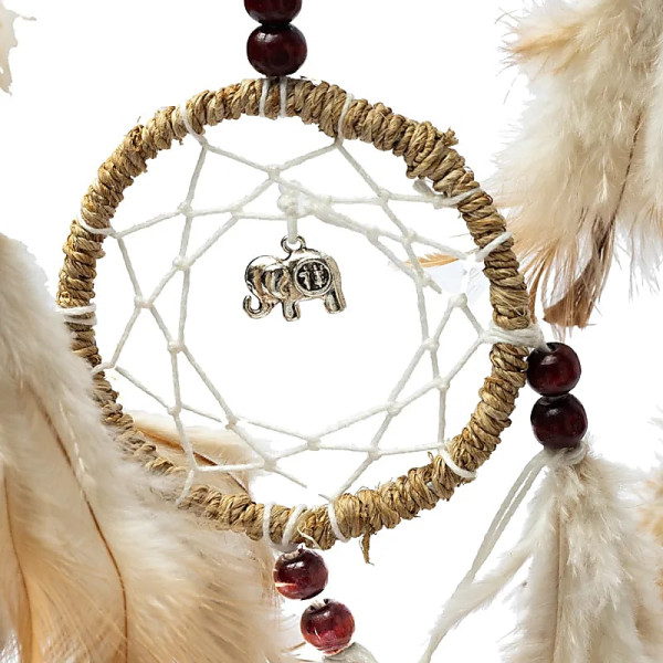 Attrape-rêves chanvre lune et cercle -- ±57x13cm