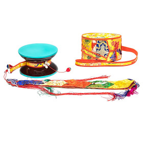 Tambour Chöd Mystic Ritual + Housse jaune -- 20x11 cm