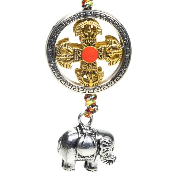 Pendentif de protection double dorje éléphant -- 20 cm； 32g