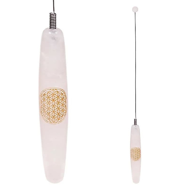 Bio-tensor Quartz rose et fleur de vie -- 32 cm