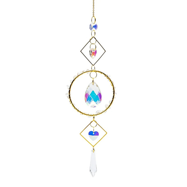 Attrape-soleil avec cœurs en cristal ronds -- 40cm