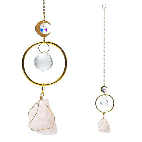 Attrape-soleil avec lune et quartz rose -- 35-40cm