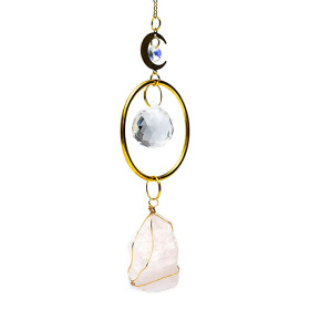 Attrape-soleil avec lune et quartz rose -- 35-40cm