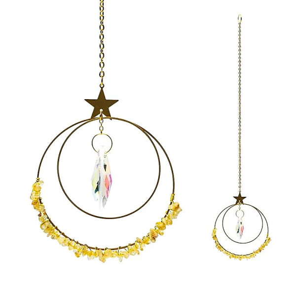 Attrape-soleil avec étoile, cristal et citrine -- 36cm