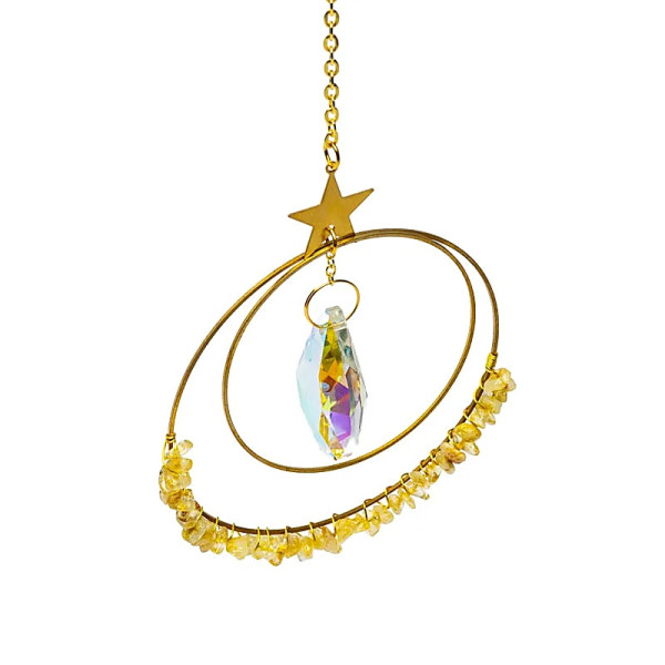 Attrape-soleil avec étoile, cristal et citrine -- 36cm