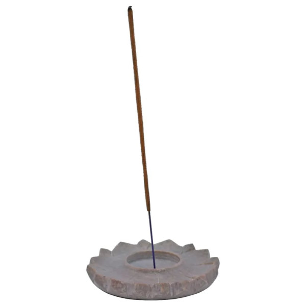 Bougeoir/brûle encens lotus pierre ollaire naturelle -- 10 cm