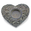 Bougeoir/brûle encens coeur en pierre ollaire gris -- 9x11 cm