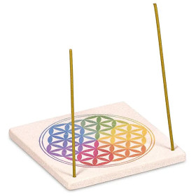 Brule encens en grès Fleur de Vie -- 10x10 cm