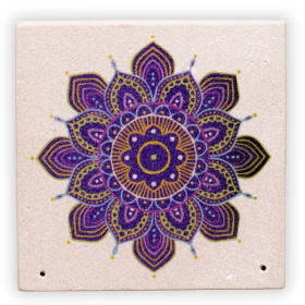 Brule encens en grès fleur mandala -- 10x10 cm