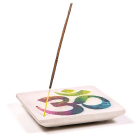 Brûleur d'encens en grès Om -- 10x10cm