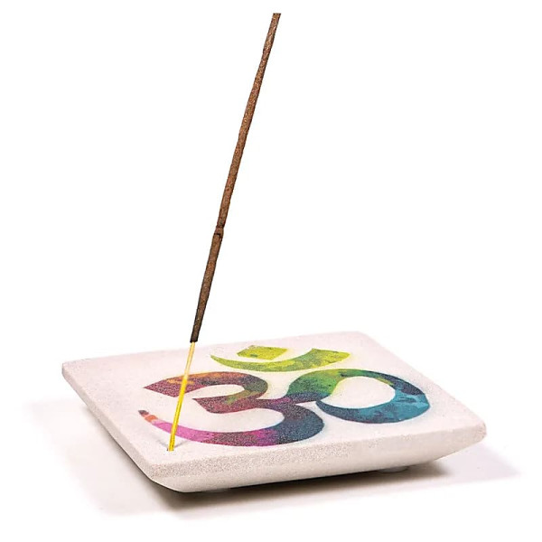 Brûleur d'encens en grès Om -- 10x10cm