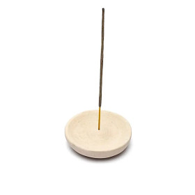 Brûleur d'encens en grès rose rond -- 10x2 cm