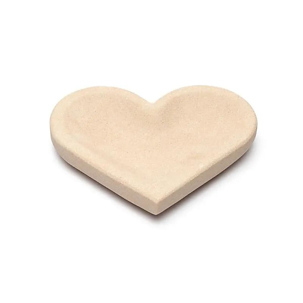 Plat en grès rose cœur -- 13x15x2,5 cm