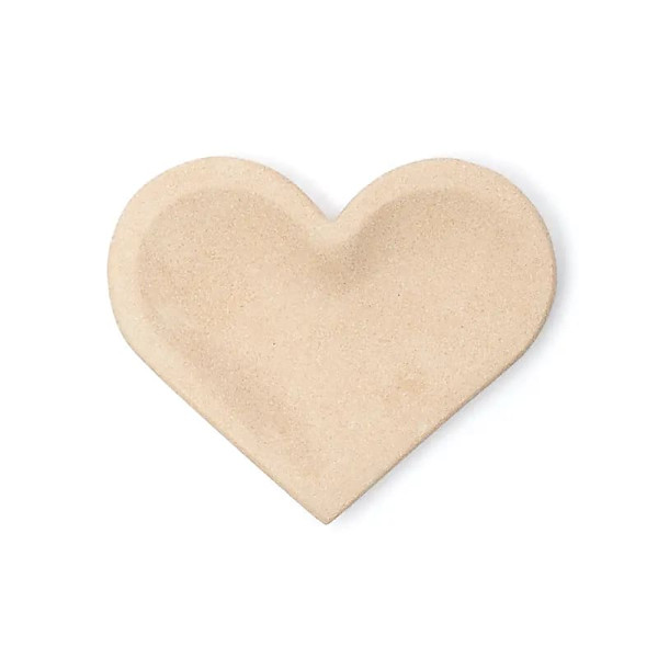 Plat en grès rose cœur -- 13x15x2,5 cm