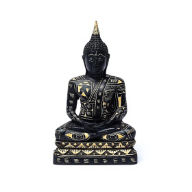 Bouddha noir en méditation -- 17cm