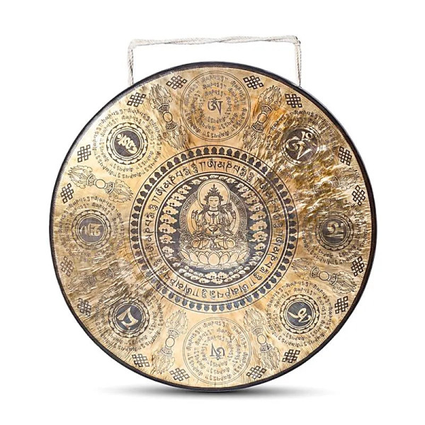 Gong népalais Chenrezig gravé -- 60cm ； 9,5kg
