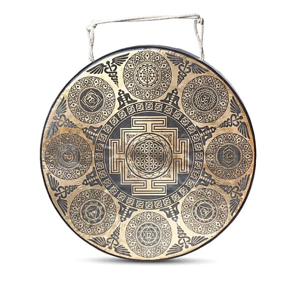 Gong népalais gravé 7 Chakras -- 60cm； 9,5kg