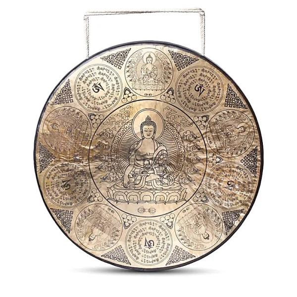 Gong népalais Bouddha Shakyamuni gravé -- 60cm ； 9,5kg
