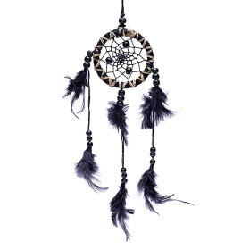 Capteur de rêves noir avec des plumes S