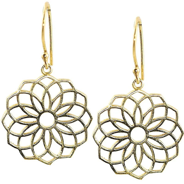 Boucles d'oreilles graines de la vie laiton couleur or -- 2.5 cm