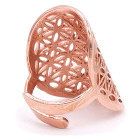 Bague fleur de vie en laiton couleur cuivre -- 3x2 cm