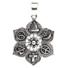 Pendentif lotus avec symboles religieux -- 2.8 cm