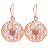 Boucles d'oreilles fleur de vie avec du Quarz rose -- 2.5 cm