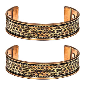 Bracelet en cuivre magnétique Fleur de vie 2 pièces -- ±7 cm