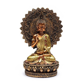 Bouddha de la Réassurance avec aura et trône -- 356 g； 12.8x8x18.5 cm