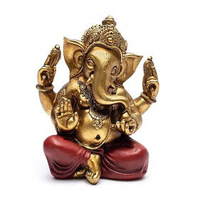 Statue de Ganesh couleur or -- 458 g； 14.3x10.5x17.7 cm