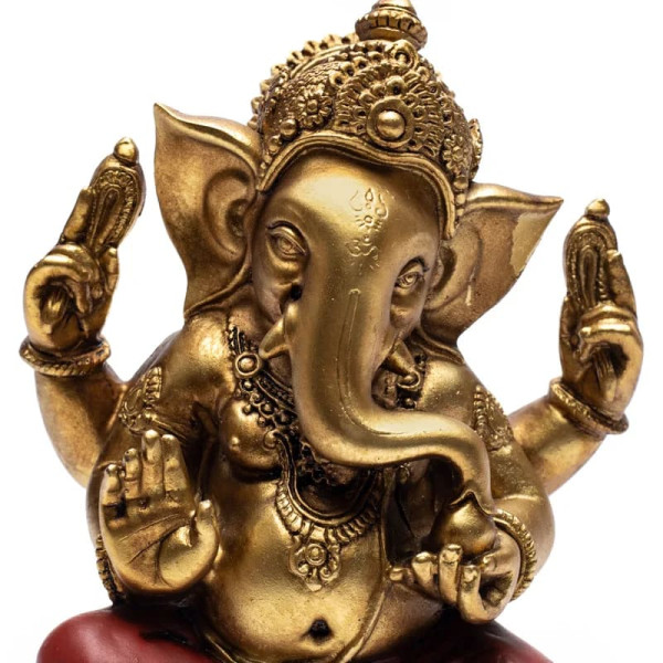Statue de Ganesh couleur or -- 458 g； 14.3x10.5x17.7 cm