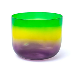 Bol chantant en cristal clair arc-en-ciel note FA 432 hz + sac -- 20cm