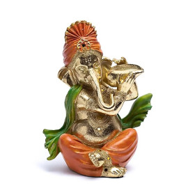 Statue Ganesh avec trompette -- 25x20x13 cm