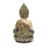 Statue Bouddha méditation mosaïque verte -- 19x14x25,5 cm