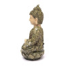Statue Bouddha méditation mosaïque verte -- 19x14x25,5 cm