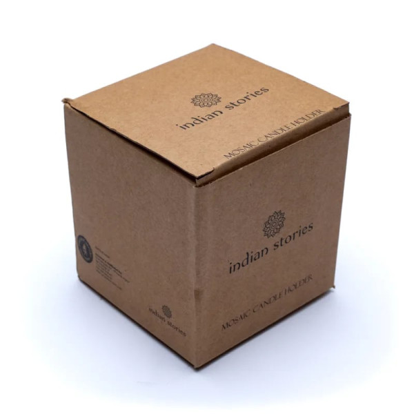 Photophore mosaïque vert/jaune -- 10cm