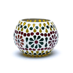 Photophore fleurs en mosaïque -- 7cm