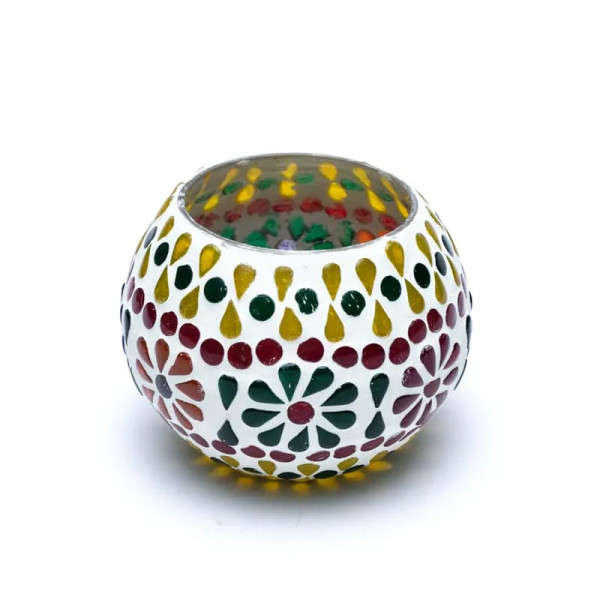 Photophore fleurs en mosaïque -- 7cm