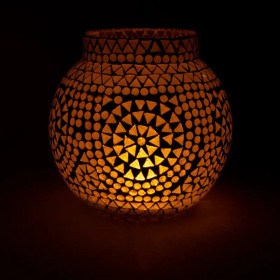 Photophore mosaïque blanc -- 18cm