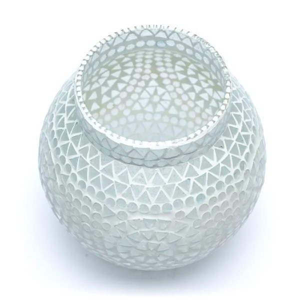 Photophore mosaïque blanc -- 18cm