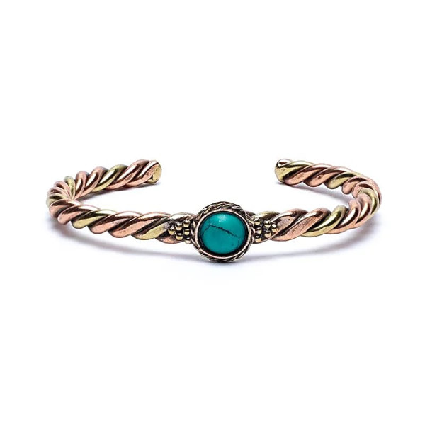 Bracelet torsadé pierre couleur turquoise -- 6.5cm