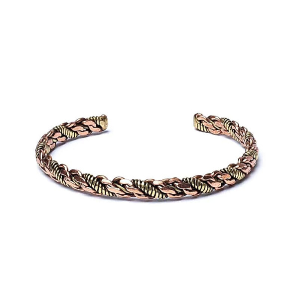 Bracelet torsadé couleur bronze/or - triple torsade -- 6.5cm