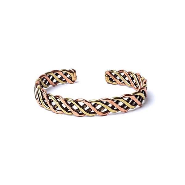 Bracelet tressé couleur bronze/or -- ±6.5cm