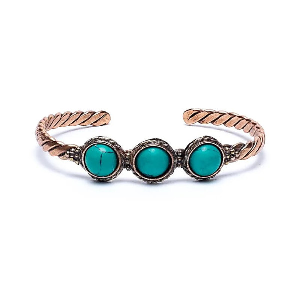 Bracelet torsadé pierres turquoises -- 6.5cm