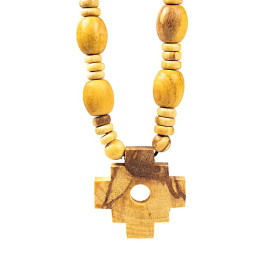 Collier de chaman Palo Santo avec croix inca -- 1.4 cm