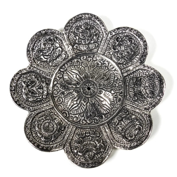 Brûleur d'encens signes auspicieux couleur d'argent -- 94 g；12 cm