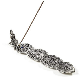 Brûleur Incence Bouddha feuille coul. d'argent -- 25x5.5x5 cm
